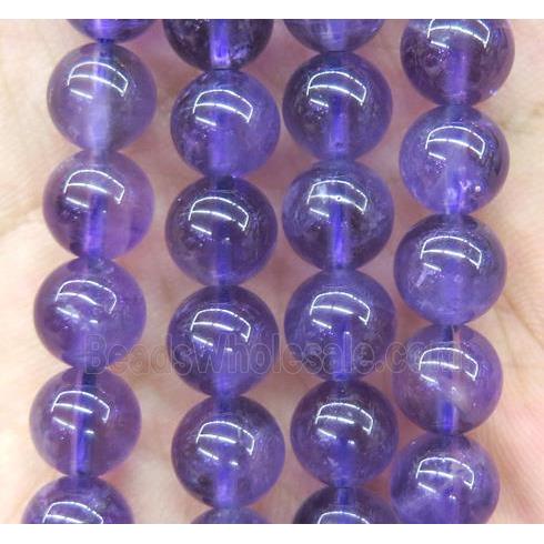 round amethyst bead, purple, A Grade