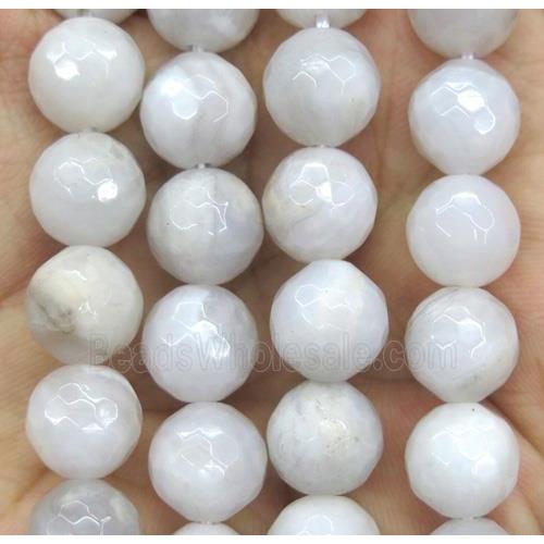 white Chinese Crazy Lace Agate beads, faceted round