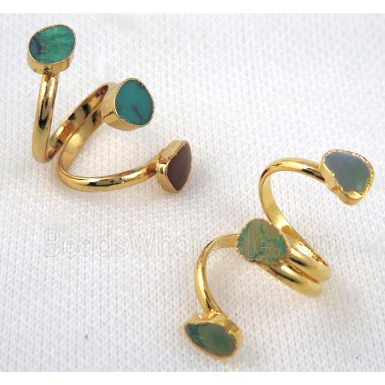 turquoise ring, copper, gold plated