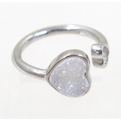 druzy agate ring, copper, platinum plated