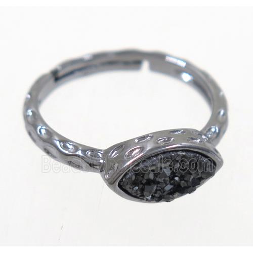 druzy agate ring, copper, black