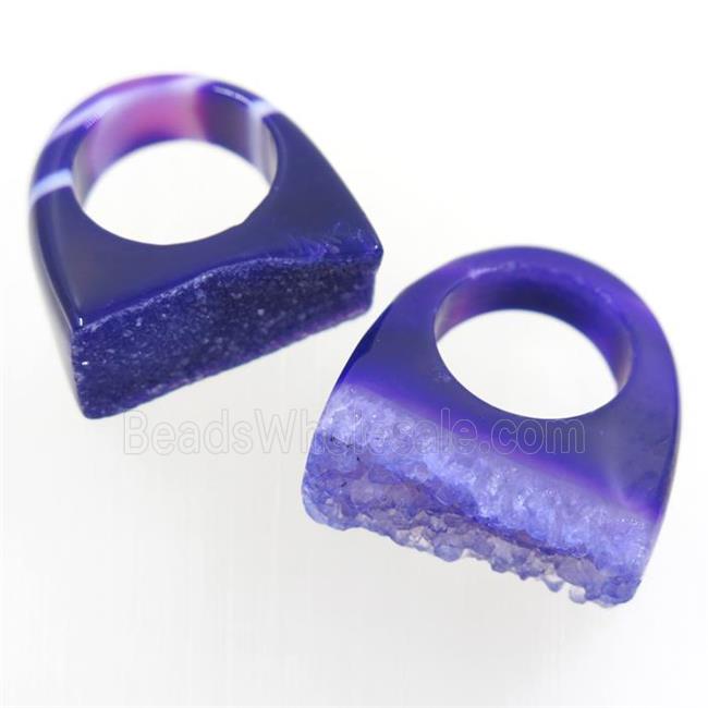 purple Agate Druzy ring
