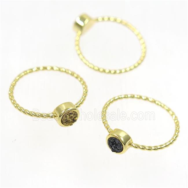 mix color Druzy agate rring, copper, gold plated