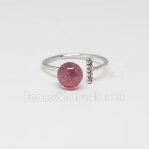 Sterling Silver Ring with Strawberry Quartz