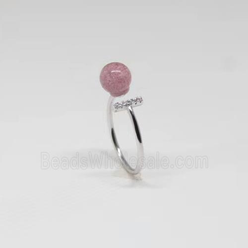 Sterling Silver Ring with Strawberry Quartz