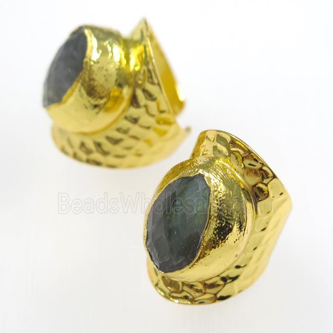 Labradorite Ring, copper, gold plated