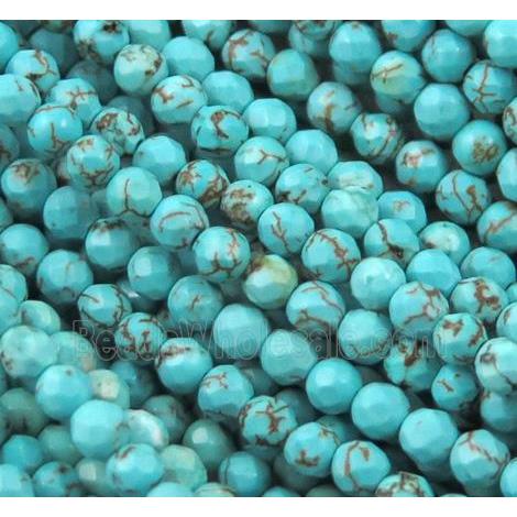 tiny turquoise bead, faceted round