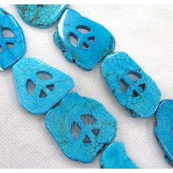 Blue Magnesite Turquoise Slice Beads Peace Sign