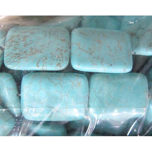 blue turquoise bead, rectangle