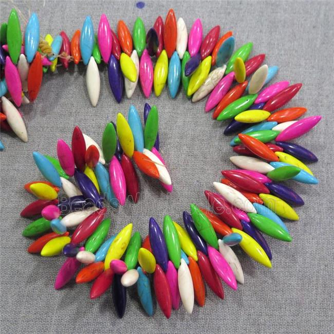 synthetic Turquoise leaf beads, mix color