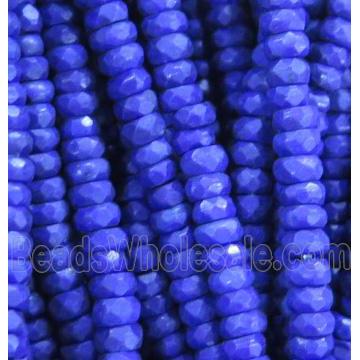 blue synthetic Turquoise beads, faceted rondelle
