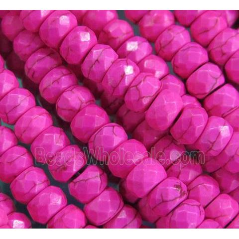 hotpink synthetic Turquoise beads, faceted rondelle