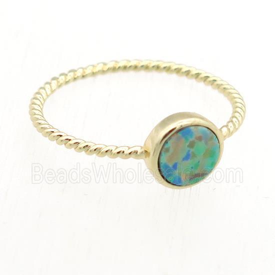 circle Fire Opal Rings, copper, gold plated