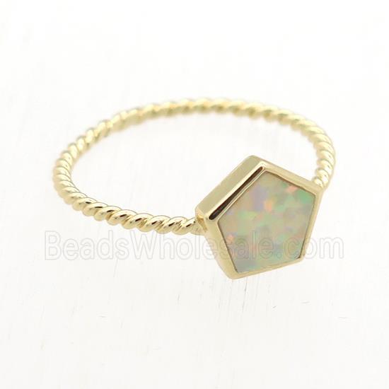 Fire Opal Rings, copper, gold plated
