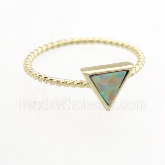 triangle Fire Opal Rings, copper, gold plated