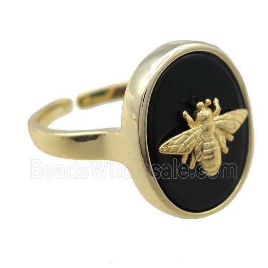 black onyx agate Rings, gold plated