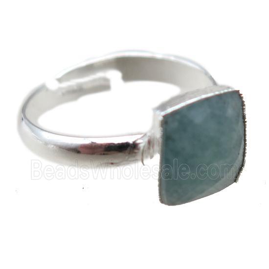 Amazonite Rings, square, silver plated