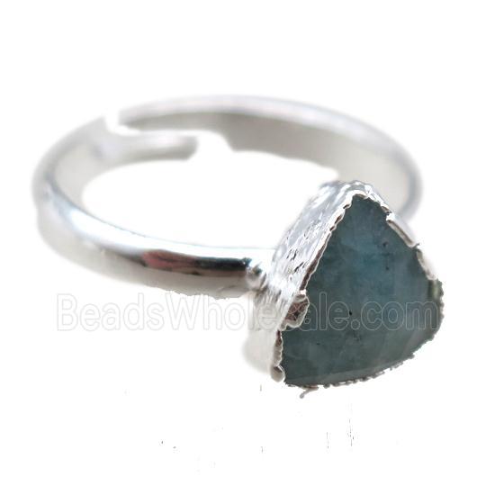 Amazonite Rings, triangle, silver plated