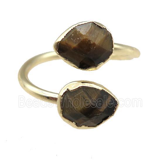Tiger eye stone Rings, gold plated