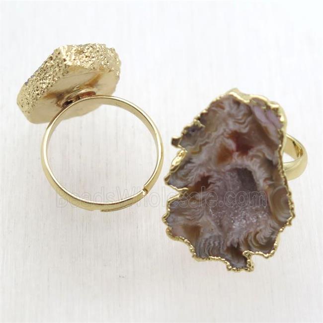 Agate Druzy Ring, gold plated