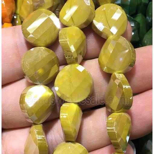 gold chinese crystal glass bead, faceted twist