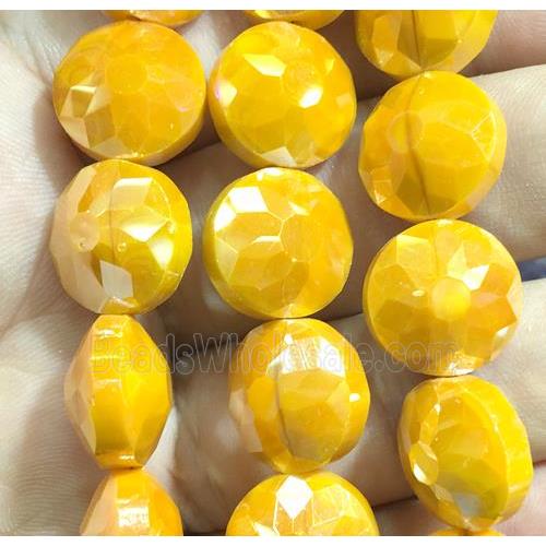 gold chinese crystal glass bead, faceted coin