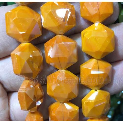 chinese crystal glass bead, faceted Hexagon