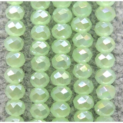 lt.green chinese crystal glass beads, faceted rondelle, AB-color electroplated