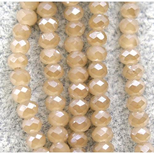 champagne chinese crystal glass beads, faceted rondelle, AB-color electroplated