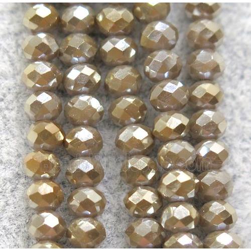 chinese crystal glass beads, faceted rondelle, AB-color electroplated
