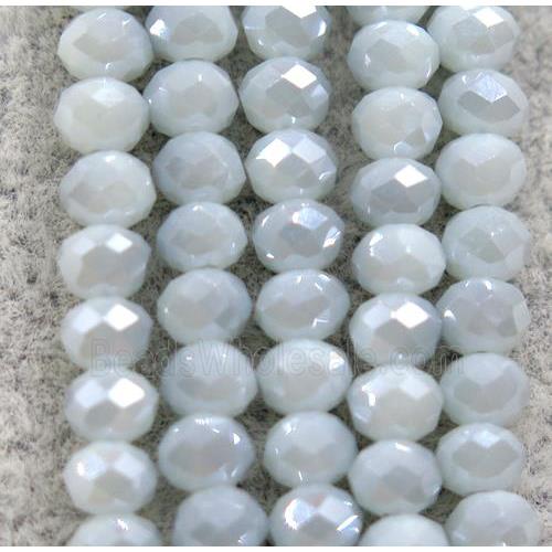 chinese crystal glass beads, faceted rondelle, bluegray, electroplated
