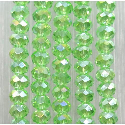 green chinese crystal glass beads, faceted rondelle