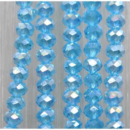 aqua chinese crystal glass beads, faceted rondelle