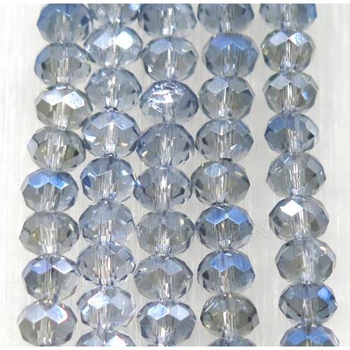chinese crystal glass bead, faceted rondelle, gray blue