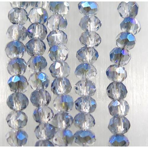 chinese crystal glass bead, faceted rondelle, blue rainbow