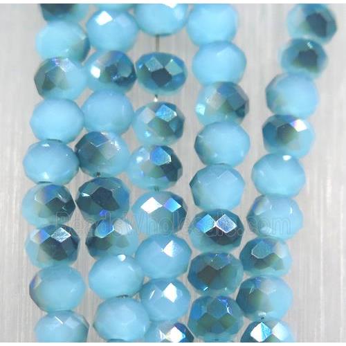 blue chinese Jadeite Glass beads, faceted rondelle