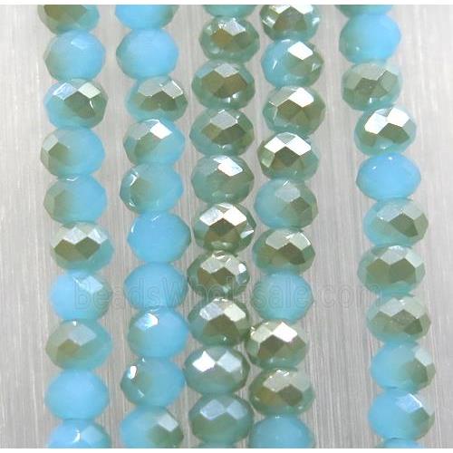 blue chinese Jadeite Glass beads, faceted rondelle