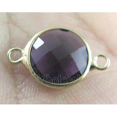 Chinese crystal glass connector, gold plated, purple
