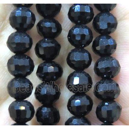 black Chinese crystal glass bead, faceted round