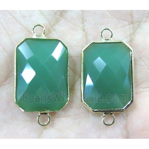 Chinese crystal glass connector, faceted rectangle, gold plated