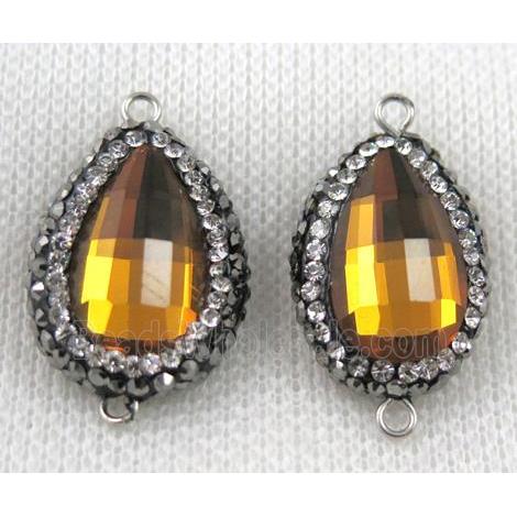 Chinese crystal glass connector paved rhinestone, faceted