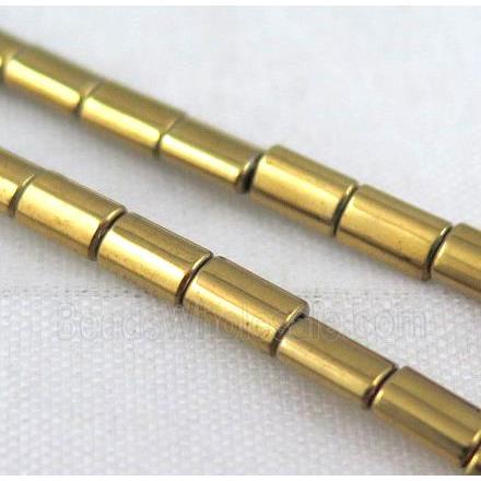 hematite tube beads, golden electroplated