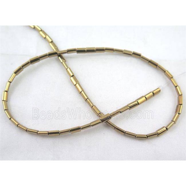 hematite tube beads, golden electroplated