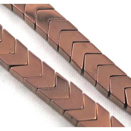 hematite arrowhead beads, redcopper electroplated