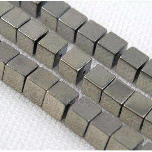 hematite cube beads, pyrite color
