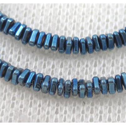hematite beads, triangle, green electroplated