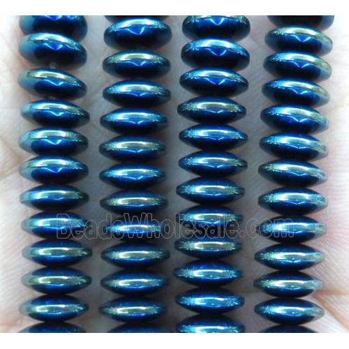 hematite disc heishi beads, green electroplated