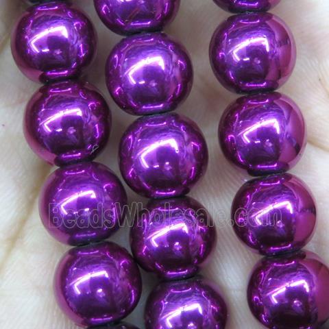 hotpink firelacquered Hematite Beads, round