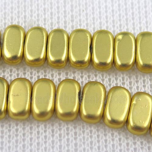 Hematite beads, oval, gold plated