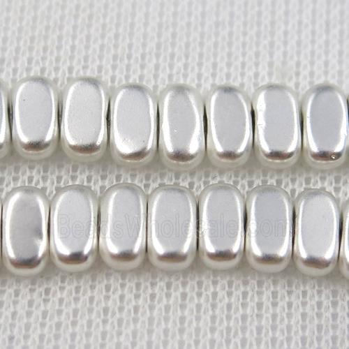 Hematite beads, oval, silver plated